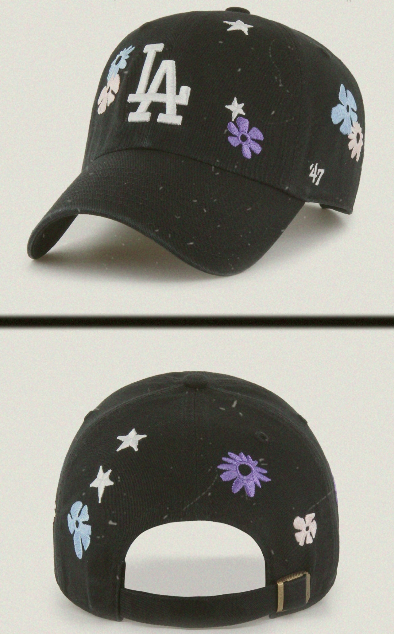 Gorra negra floral '47 clean up strapback (edición limitada)