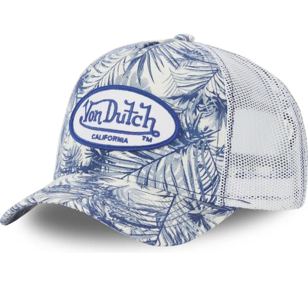 Gorra Trucker Von Dutch FLO B – Blanca y Azul - intershopgc - Tienda de gorras online - Maspalomas