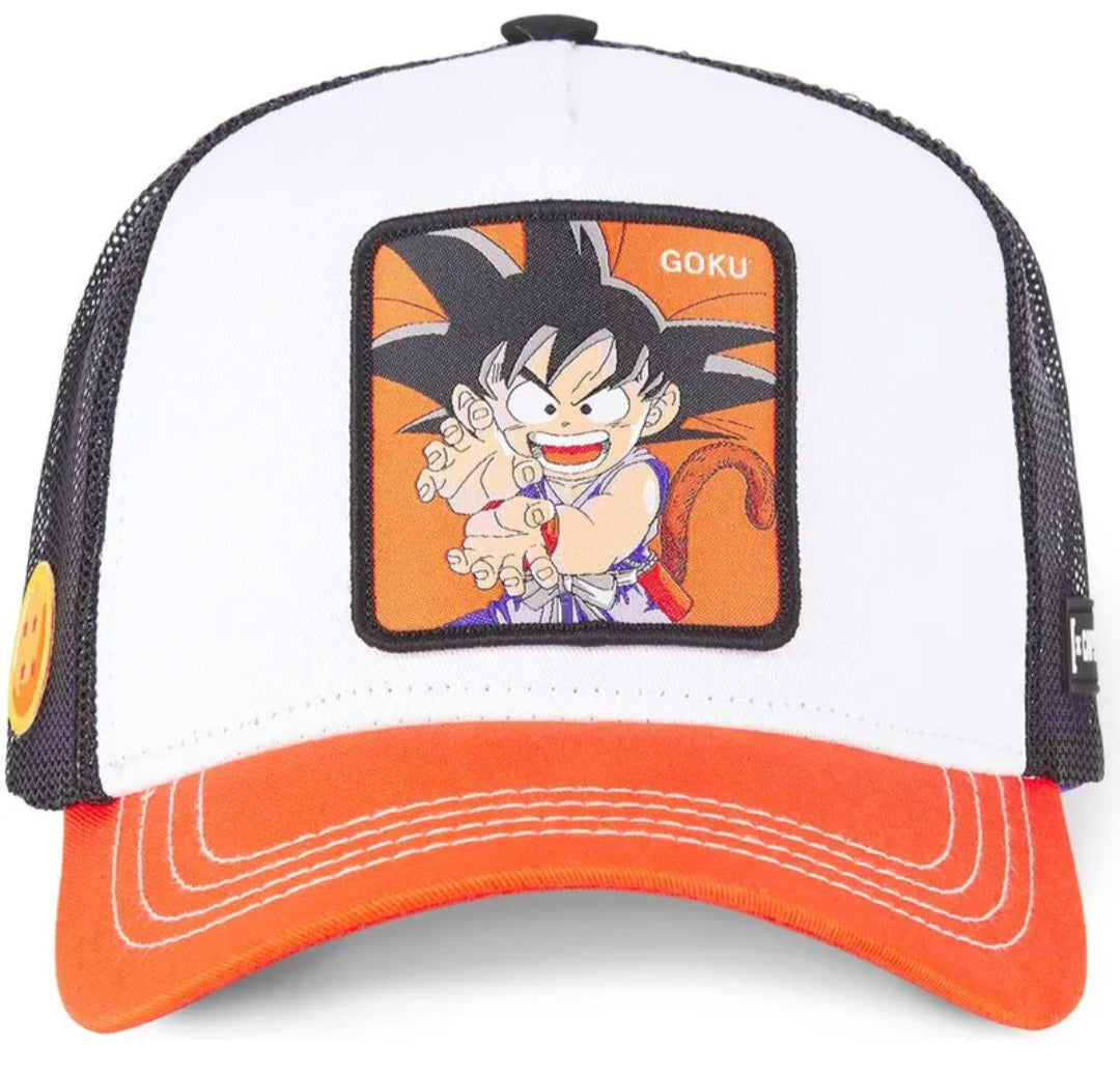 Gorra capslab Goku 2 Dragon Ball - blanca naranja y negro
