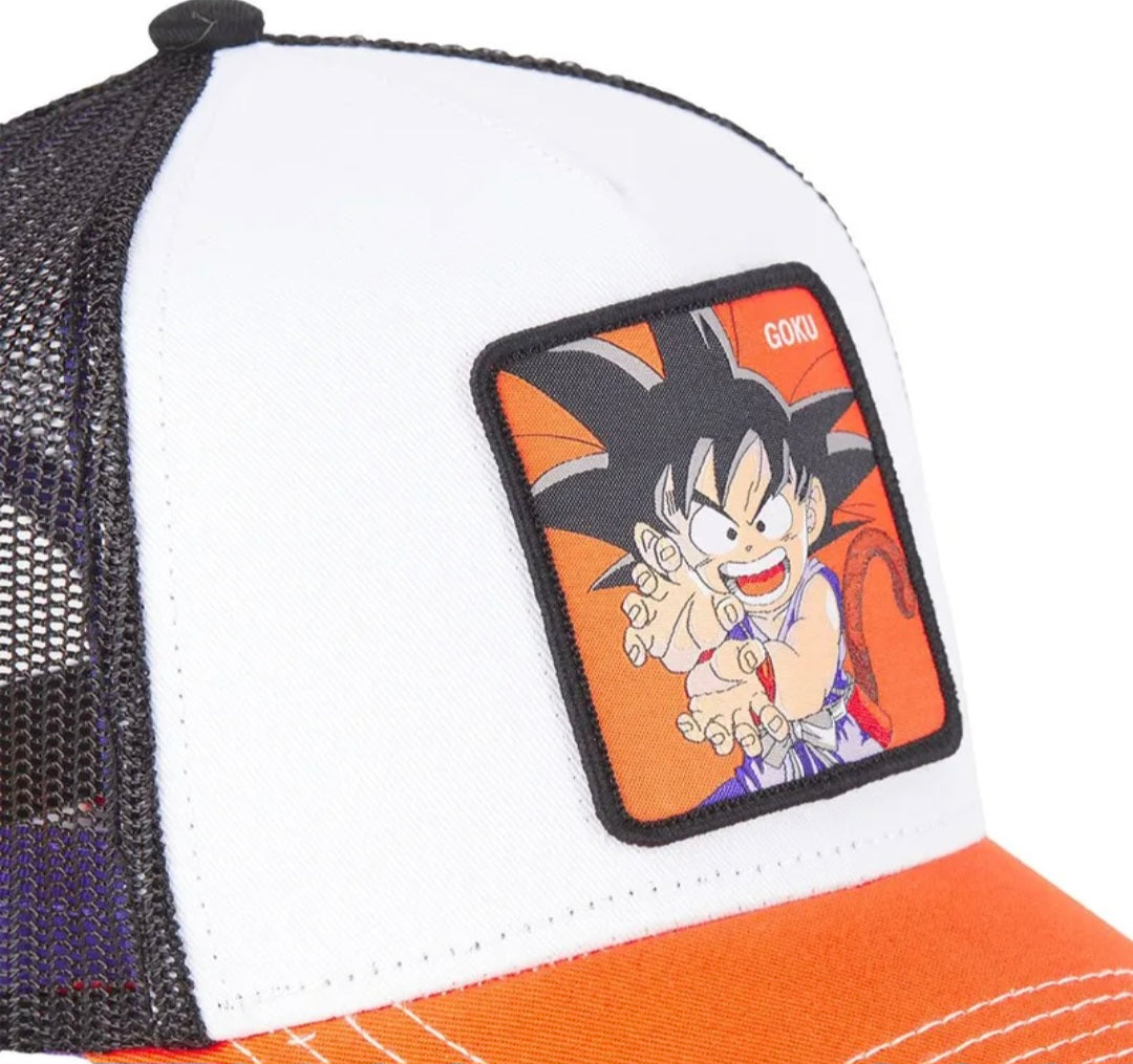 Gorra capslab Goku 2 Dragon Ball - blanca naranja y negro