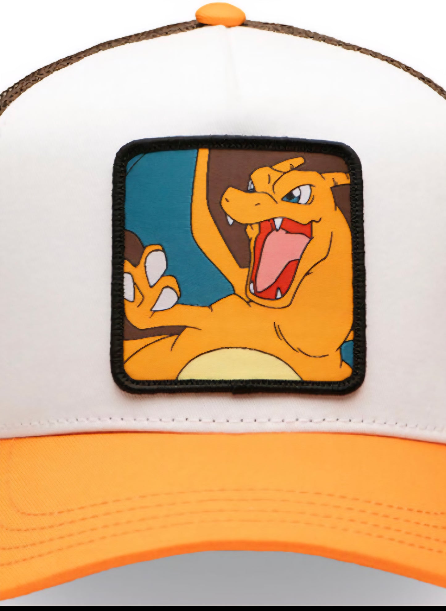Gorra capslab pokemon chamander- blanca naranja y marrón