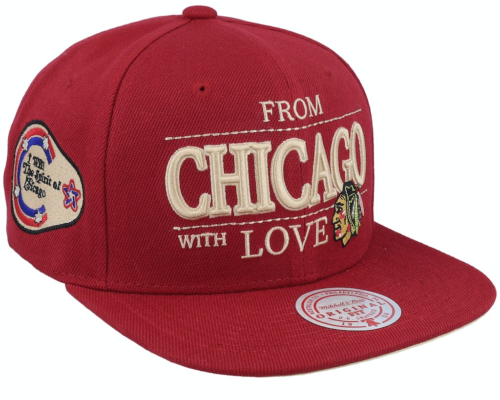 WITH LOVE chicago blackhawks snapback roja visera plana NHL