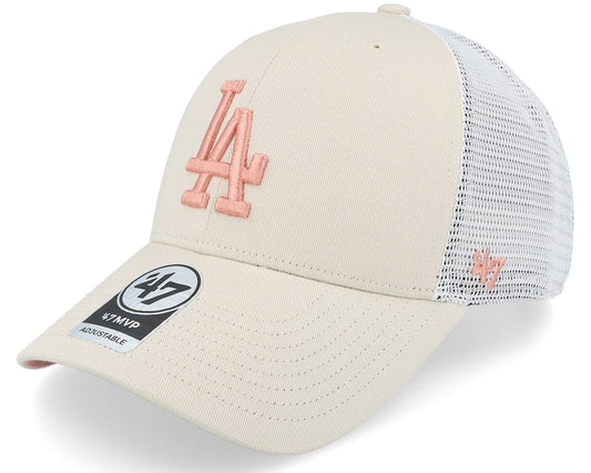 los angeles dodgers bone trucker 47' visera curva con rejilla beige