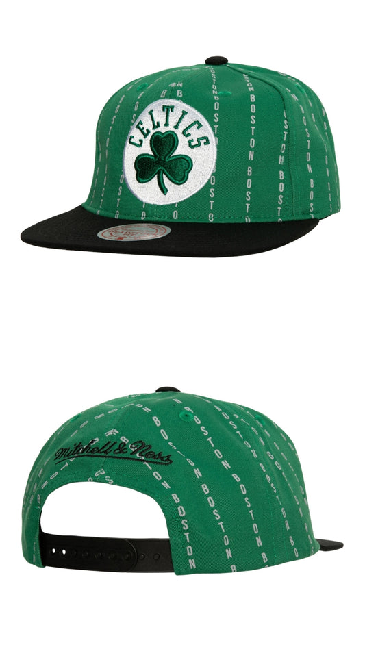 boston celtics verde y negra snapback M&N pinstripe