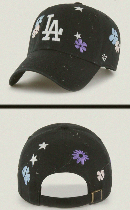 Gorra negra floral '47 clean up strapback (edición limitada)