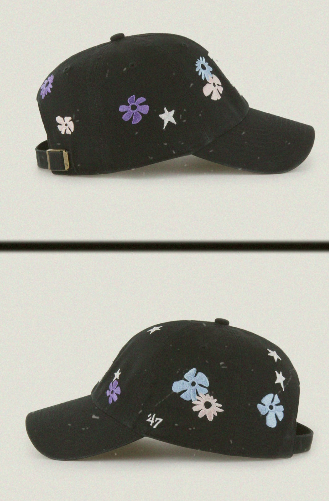 Gorra negra floral '47 clean up strapback (edición limitada)