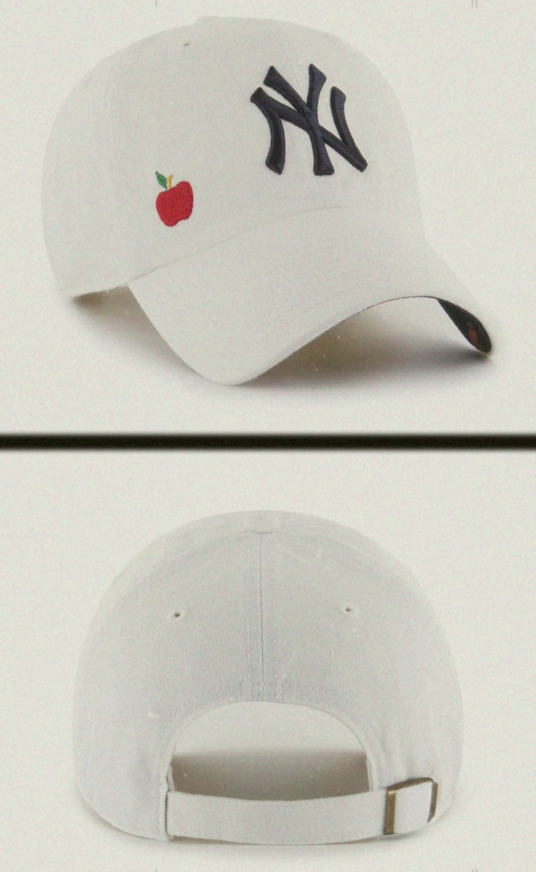 Gorra ny blanca con una manzana '47 clean up