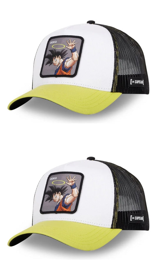 Gorra goku blanca negra y amarilla ANG