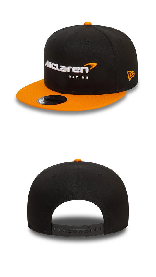 Gorra mclaren negra y naranja plana adjustable New era ®️ 9FIFTY