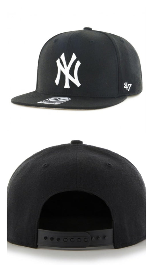 Snapback negra de visera plana ny de 47brand captain sin estructura de algodón