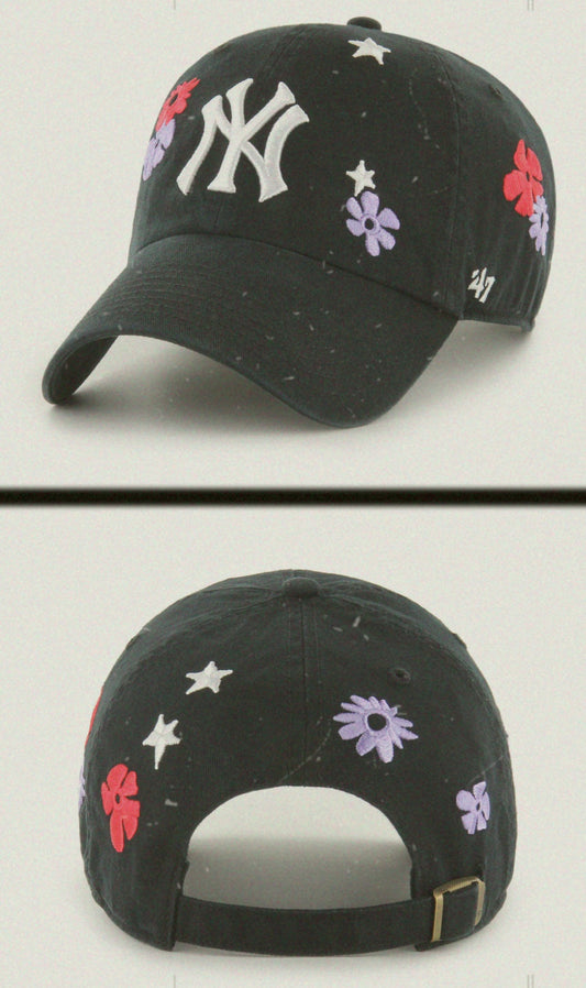 Gorra ny negra floral  '47 clean up (edición limitada)