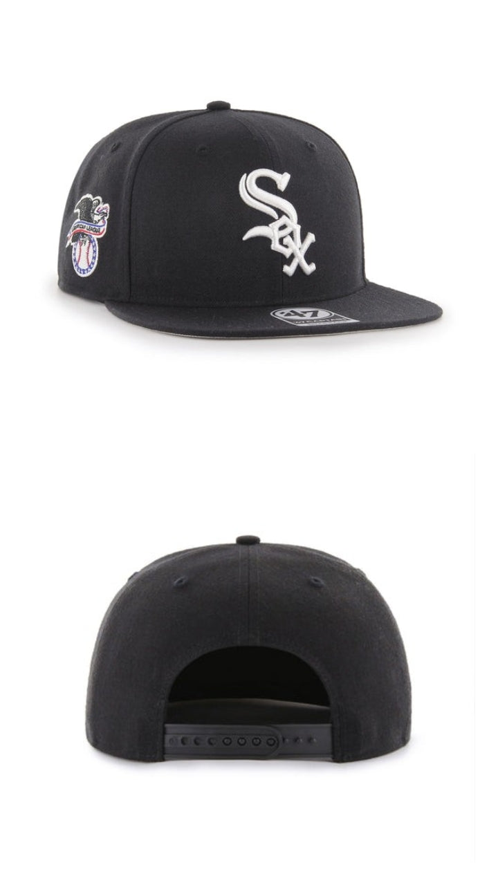 Gorra plana negra sox 47' CAPTAIN snapback parche lateral