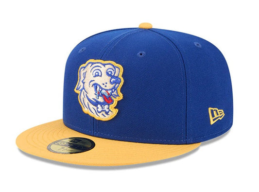 Gorra New Era 59FIFTY azul y amarilla Barkansas Dizzys MILB