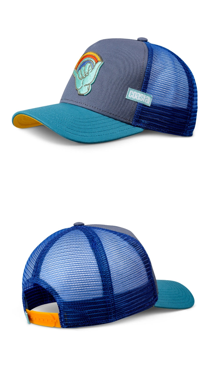 COASTAL Trucker snapback petrol visera curva azul magenta arcoiris