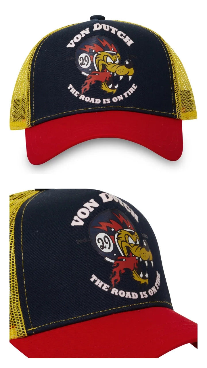 Rojo azul y amarillo von dutch trucker Wolf