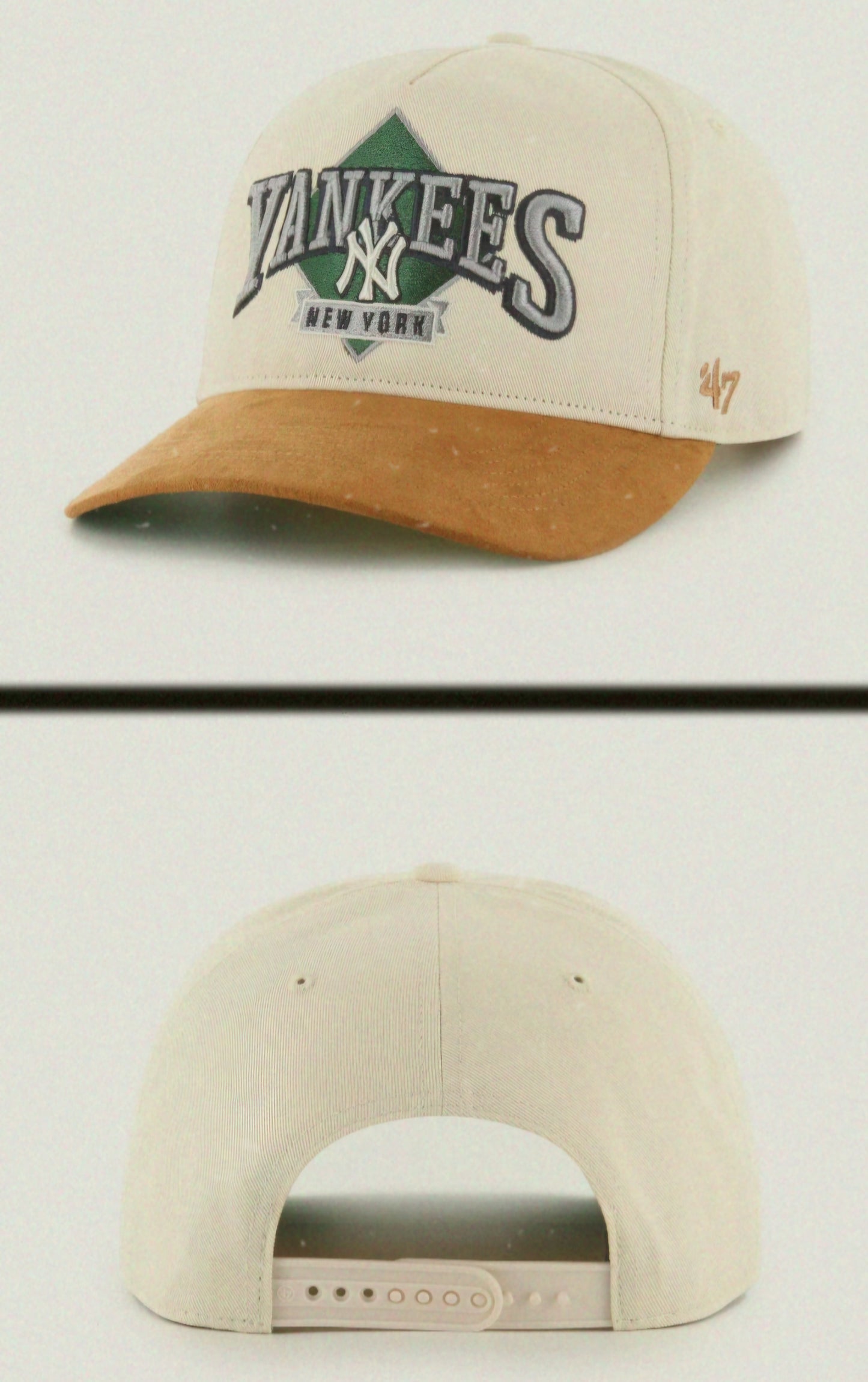 Gorra NY yankees '47 hitch beige y marrón suede natural