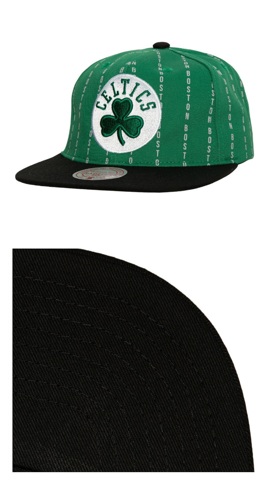 boston celtics verde y negra snapback M&N pinstripe