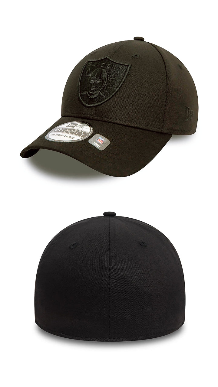 Gorra visera curva cerrada negra raiders nfl