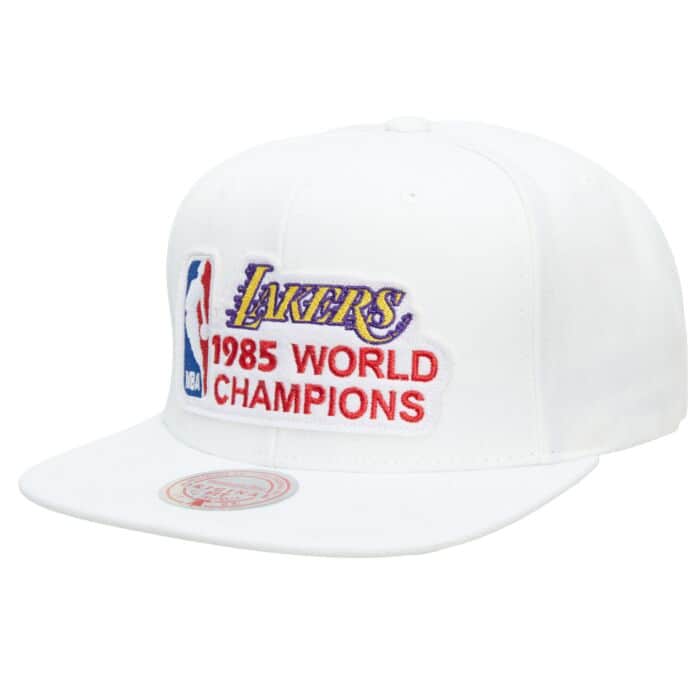 blanca los angeles lakers snapback world champions 1985 visera plana - intershopgc - Tienda de gorras online - Maspalomas