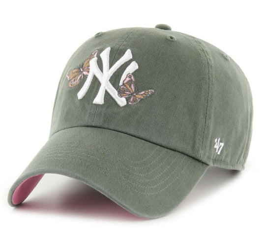 Gorra ’47 Clean Up New York Yankees verde oliva mariposas - intershopgc - Tienda de gorras online - Maspalomas