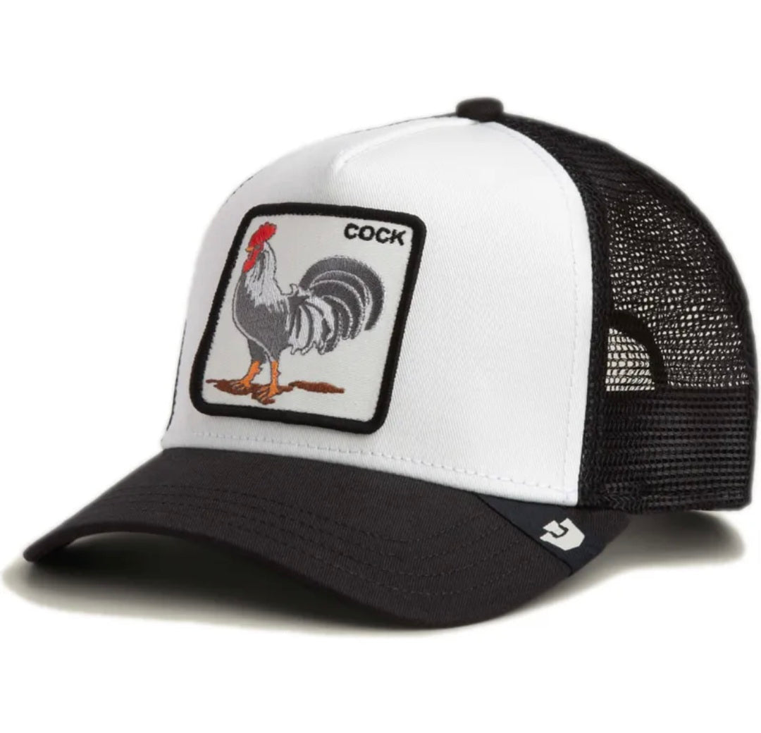 Gorra gallo COCK goorin bros blanca y negra - Mundogorrasgc