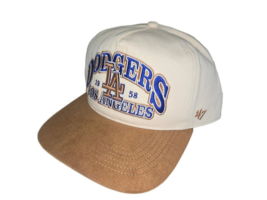 Gorra LA Dodgers natural y marrón '47 Hitch suede - Mundogorrasgc