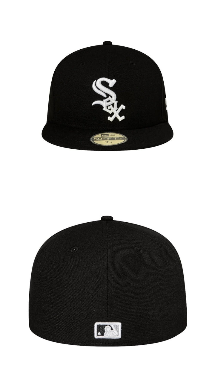 59FIFTY White sox negra gorra cerrada visera plana