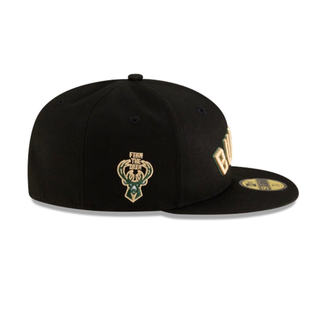 Gorra New Era 59FIFTY Milwaukee Bucks negra stmnt - intershopgc