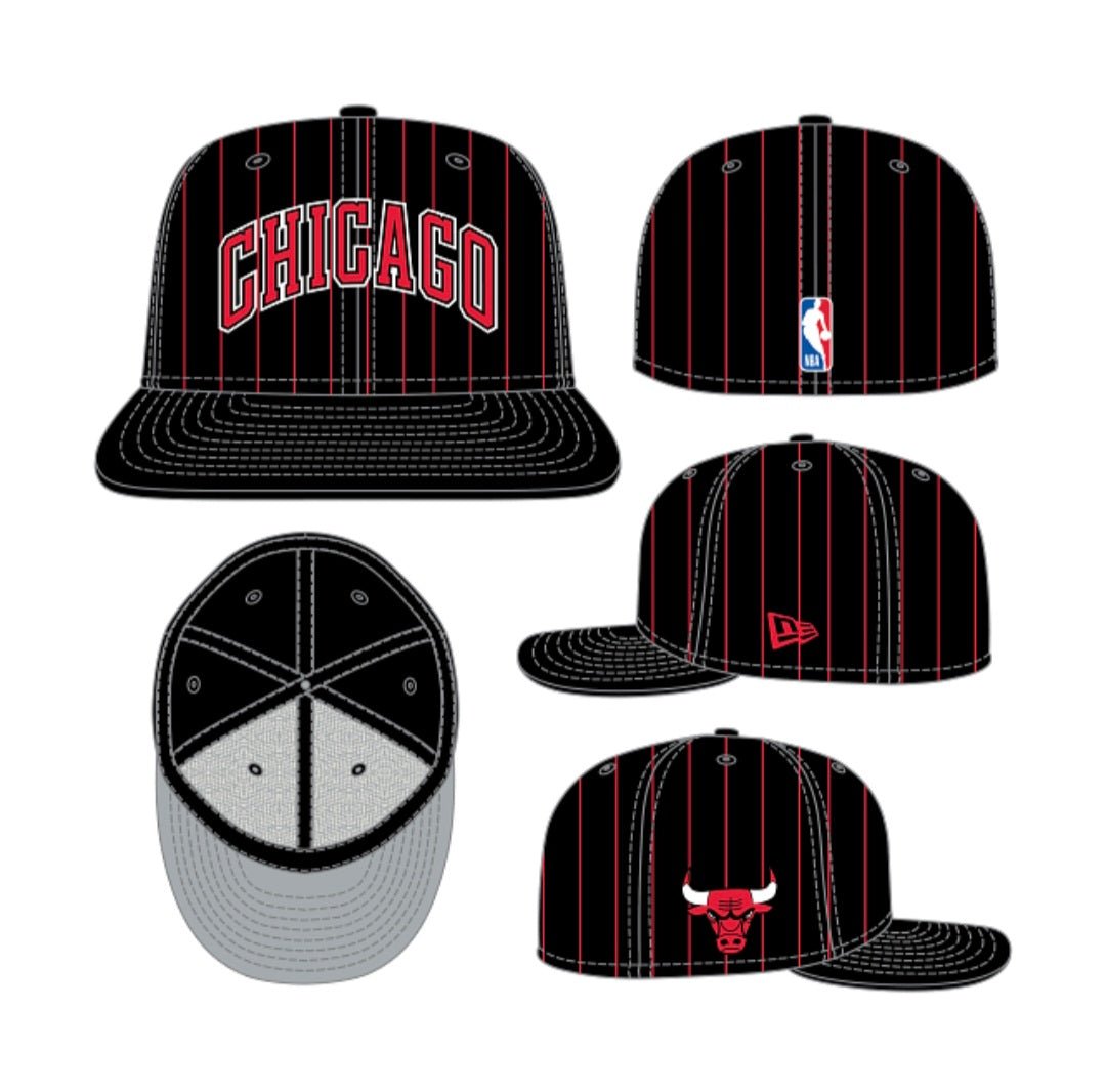 Gorra New Era Chicago Bulls 59FIFTY negra roja rayas - intershopgc