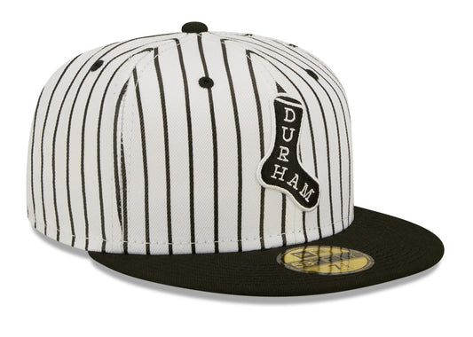 Gorra 59FIFTY Durham Bulls – Black Sox MILB blanca rayada