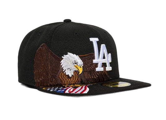Gorra 59FIFTY Negra Los Angeles Dodgers Eagle - flag