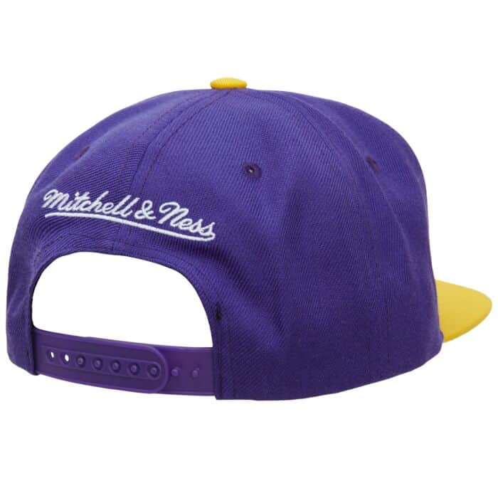 Retro Lakers Snapback violeta y visera plana amarilla champions 1987 1988 back to back