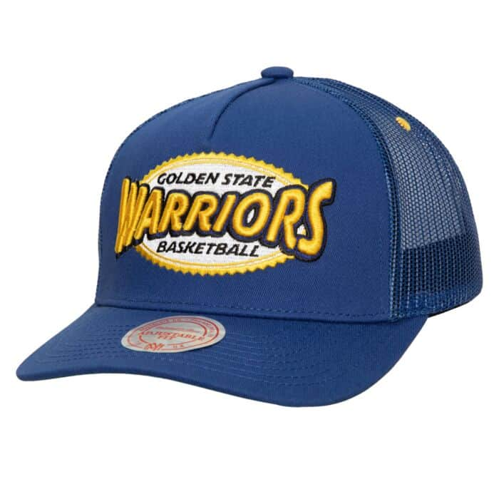 Golden State Warriors team Seal Trucker Snapback azul y amarillo visera curva