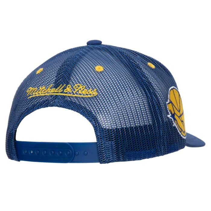 Golden State Warriors team Seal Trucker Snapback azul y amarillo visera curva