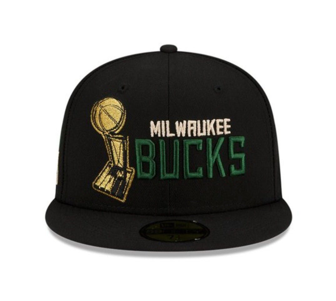 New Era 59FIFTY Milwaukee Bucks “Champions Trophy” – Gorra Fitted Oficial NBA 2021 negra