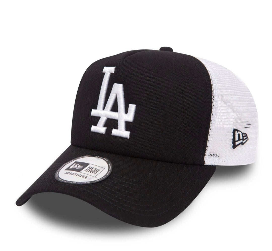 Gorra New Era LA Dodgers Clean negra A‑Frame Trucker