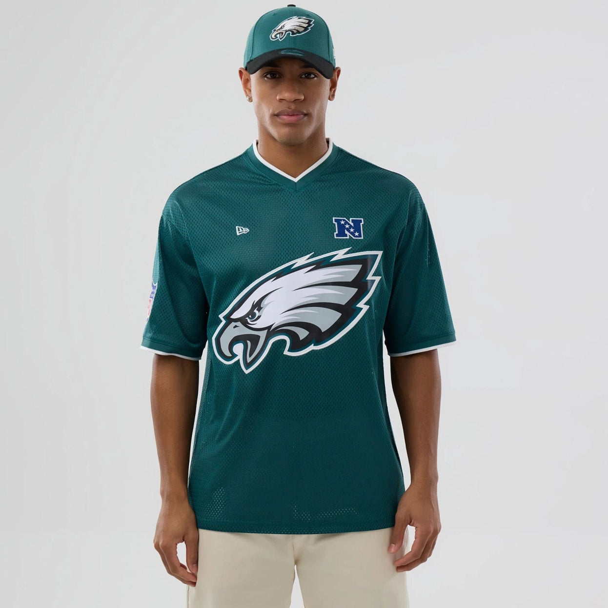 Camiseta New Era NFL Philadelphia Eagles Verde Oscuro Mesh Oversize