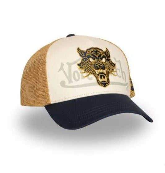 Gorra Von Dutch Wild-01 – Estilo Biker Vintage beige mostaza negro
