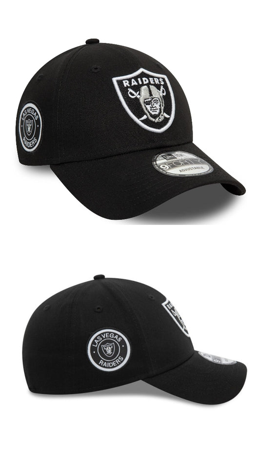 Gorra negra raiders parche lateral 9forty