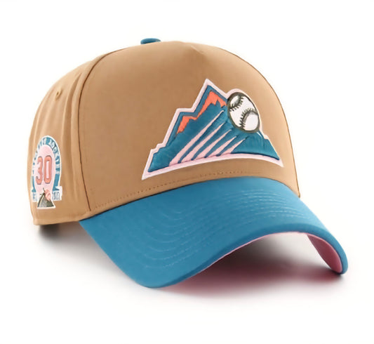 Gorra '47 sure shot Colorado Rockies marrón camel y azul magenta| 30TH