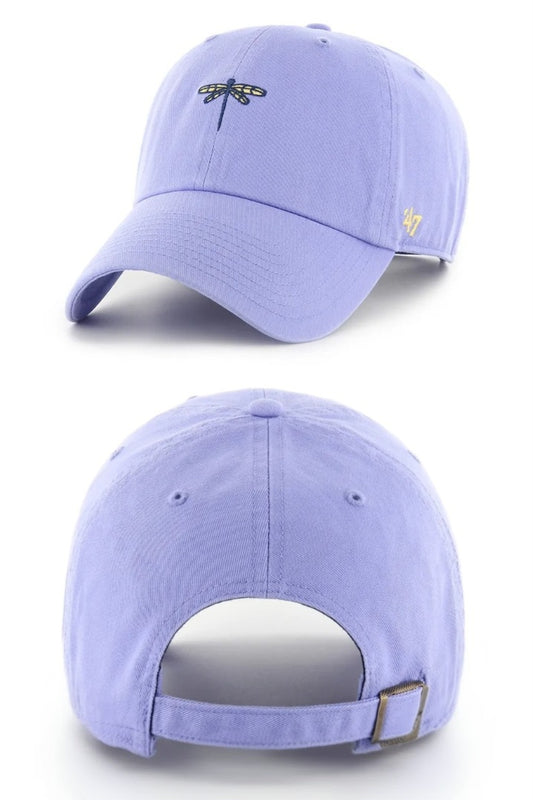 Gorra violeta lavanda con el icono de una libelula 47 clean up