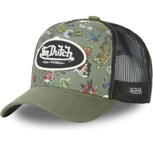 Gorra Trucker Von Dutch “Tat K” – Verde y Negra