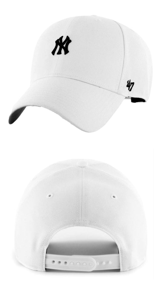 Gorra blanca ny logo pequeño 47 mvp