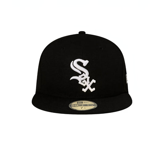 59FIFTY White sox negra gorra cerrada visera plana