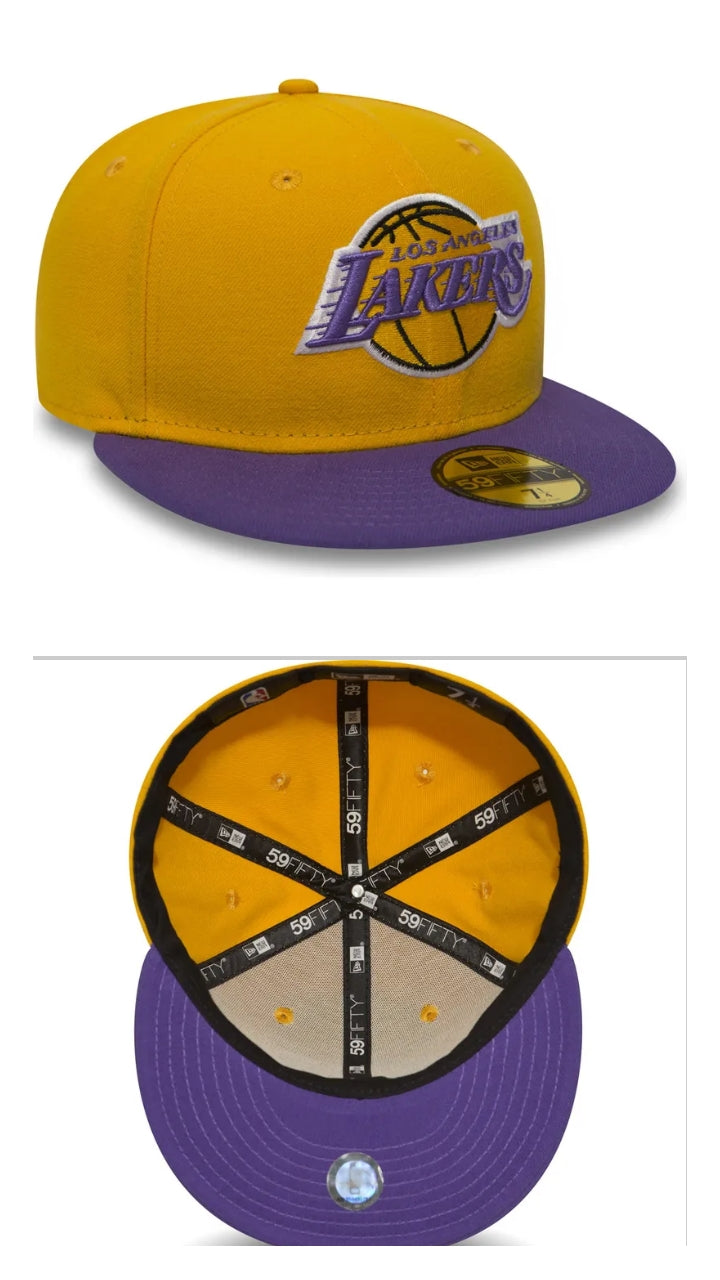 Gorra cerrada lakers amarilla y violeta 59fifty talla 7 (55.8 cm)