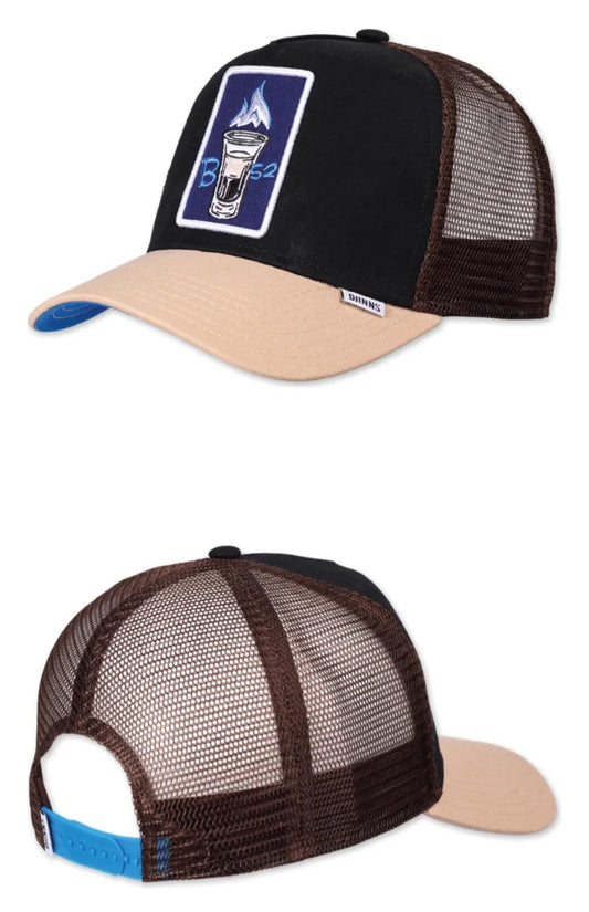 Gorra djinns b52 chupito negra marrón y beige