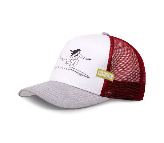 Snapback trucker gris, blanca y roja NEW LINE